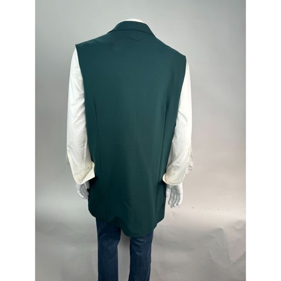 Giorgio B Tunic Vest With Collar Size 48 Green Polyester Fabric Covered Buttons - Picture 4 of 16